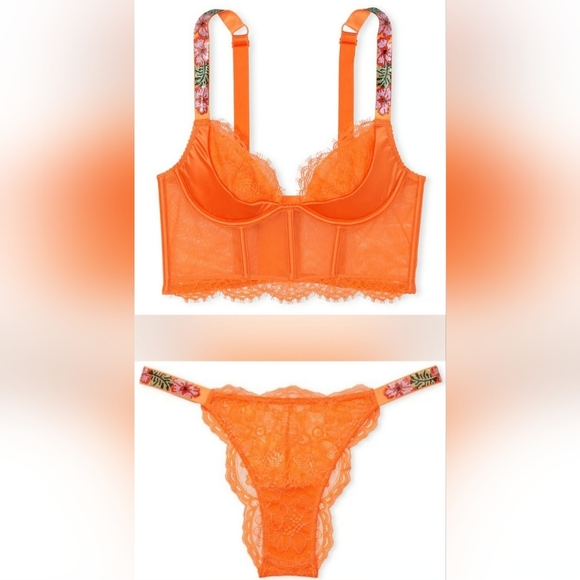 36DD/L VS Shine Strap Quarter Cup Corset Top Shine Strap Brazilian Panty Set - Picture 1 of 4